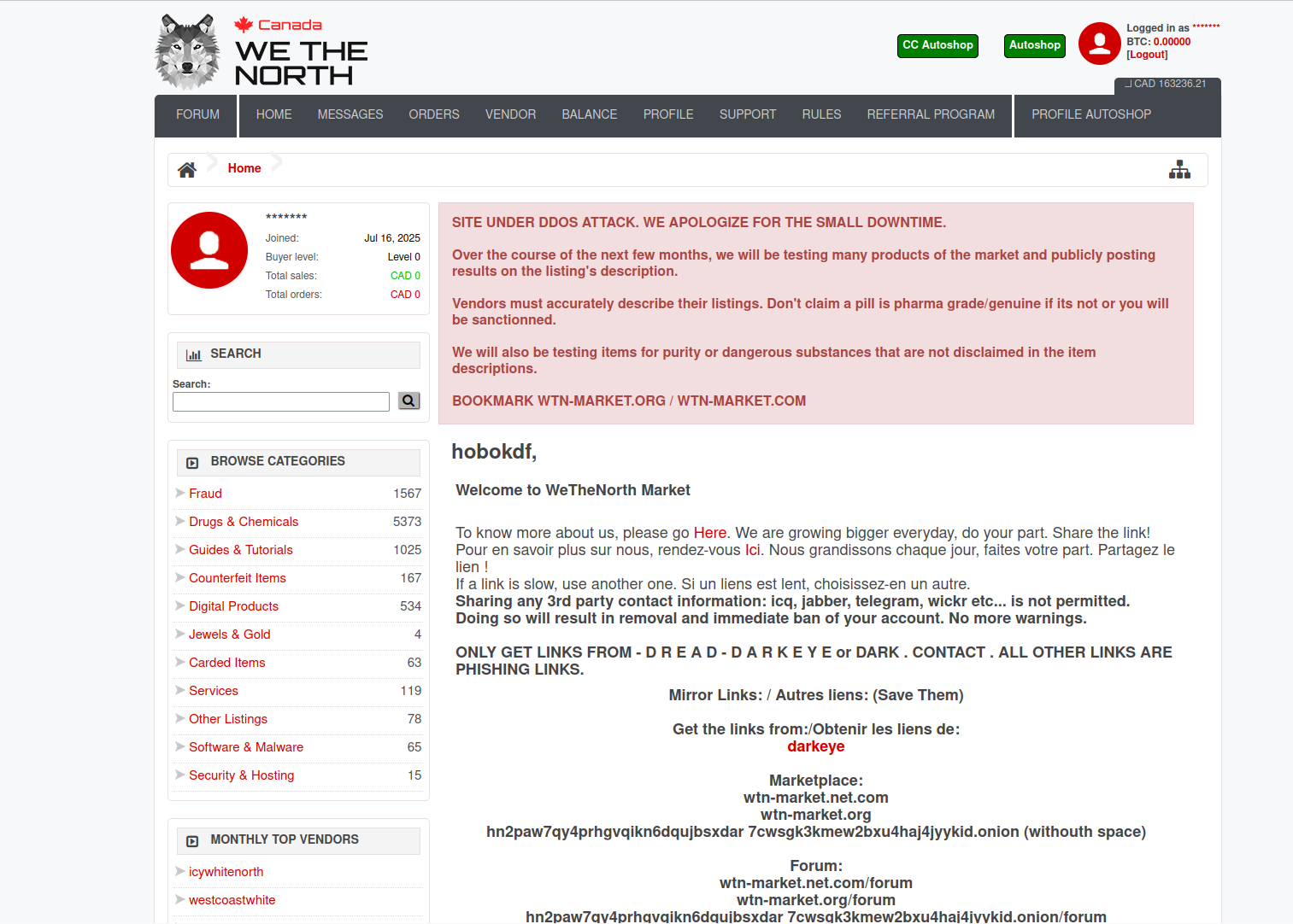 Main Market Interface